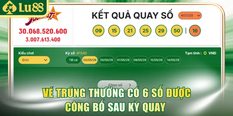 Vé trúng thưởng gồm 6 số được công bố sau kỳ quay Vietlott 