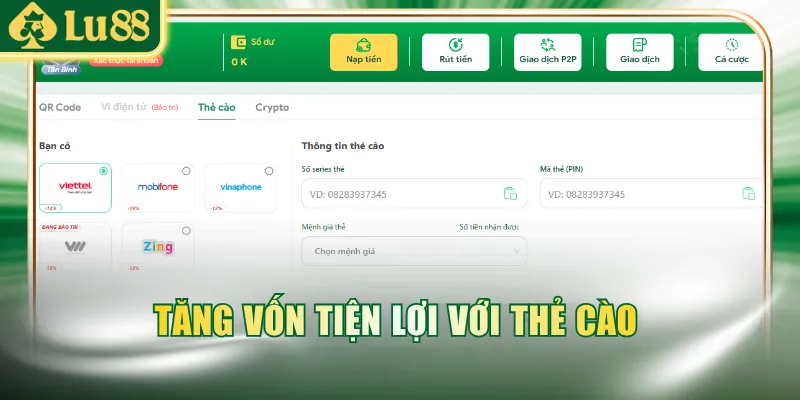Tăng vốn tiện lợi với thẻ cào 